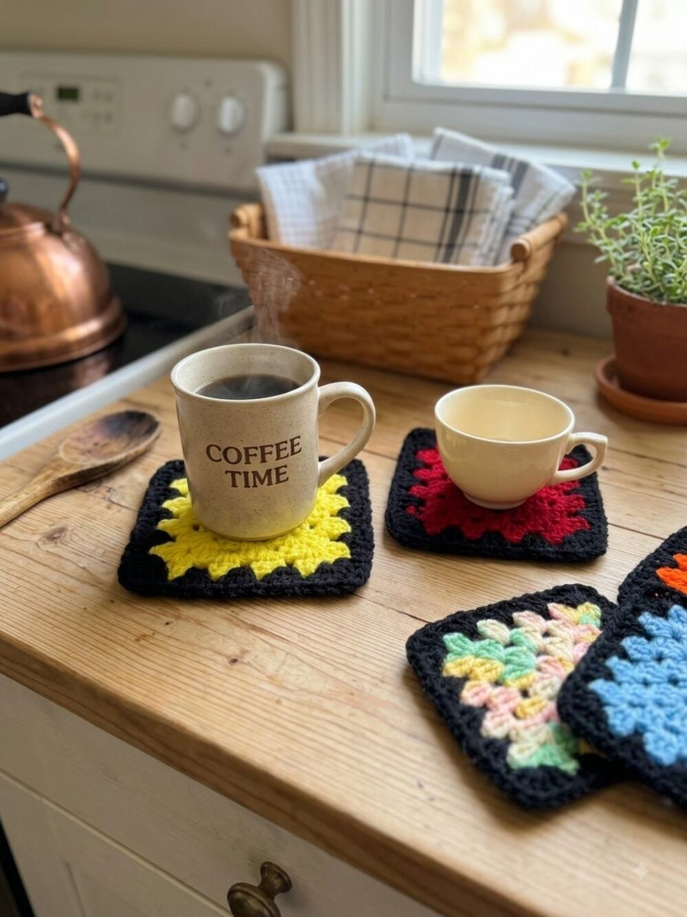 Vintage 1970s Granny Squares - Set of 17